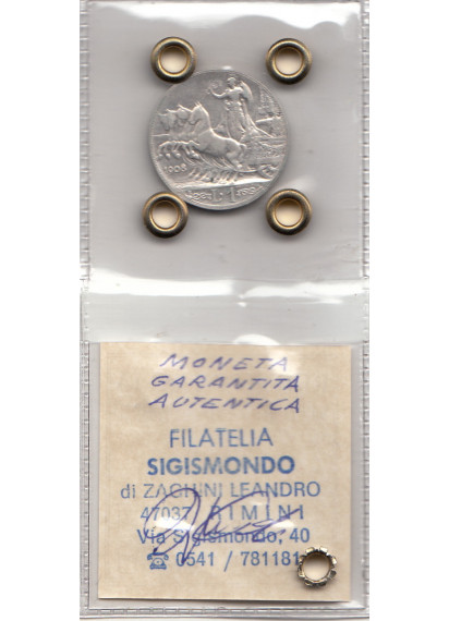 1908 1 Lira  Sigillato Quadriga Veloce Buona Conservazione Rara Vittorio Emanuele III